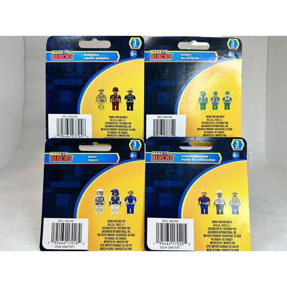 Make-It‎ Blocks Figures FIREFIGHTER MILITARY SPACE CONSTRUCTION CREW 4 PACKS NEW - Picture 10 of 12